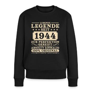 Legende seit 1944 Jahrgang 80. Geburtstag - Frauen Premium Bio Pullover - Schwarz - Vorne - Julia (174cm)