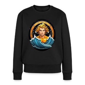 Sternzeichen Wassermann - Frauen Premium Bio Pullover - Schwarz - Vorne - Julia (174cm)
