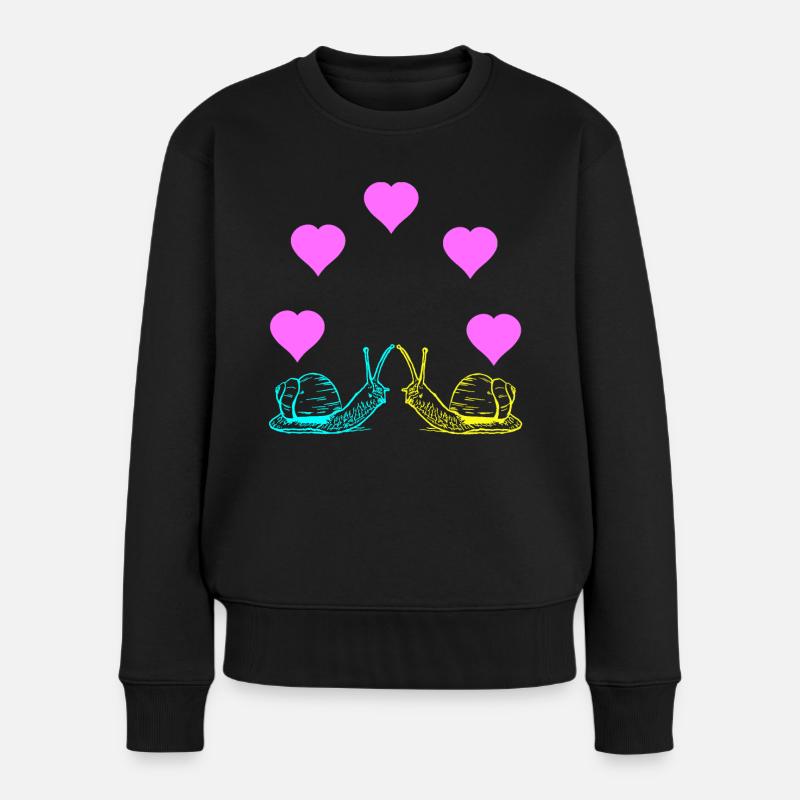 Schnecken Schnecke Valentin Valentinstag - Frauen Premium Bio Pullover - Schwarz