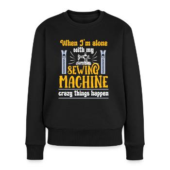 Schneider Sewing Machine Crazy Things Happen Nähen - Women's Premium Organic Jumper - black - Front - Julia (174cm)