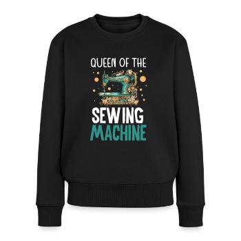 Tailleur Reine De La Machine À Coudre Couturière - Pull Premium bio Femme - noir - Devant - Julia (174cm)
