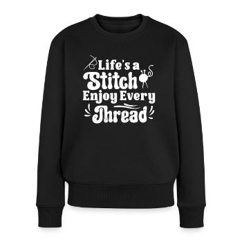 Tailor Lifes A Stitch Profitez de chaque fil Couture - Pull Premium bio Femme - noir - Devant - Julia (174cm)