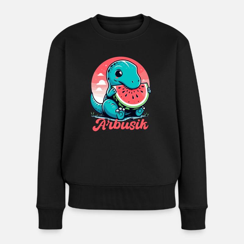 Süßer T-Rex Wassermelone Arbusik Geschenk - Frauen Premium Bio Pullover - Schwarz
