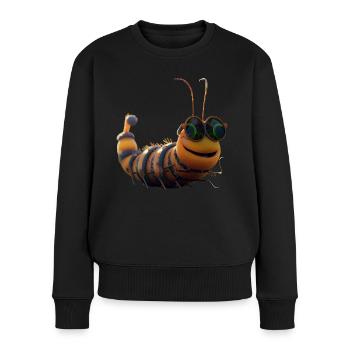 Raupe Lustige Larve Raupen Geschenk Süße Raupe - Frauen Premium Bio Pullover - Schwarz - Vorne - Julia (174cm)