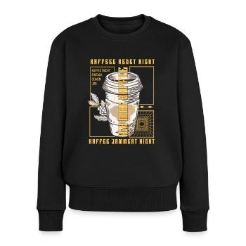 Kaffee redet nicht lustiger Kaffee Spruch - Frauen Premium Bio Pullover - Schwarz - Vorne - Julia (174cm)