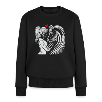 Pferd, Reiten, Reiterin, Pferdebesitzer, Reitsport - Frauen Premium Bio Pullover - Schwarz - Vorne - Julia (174cm)
