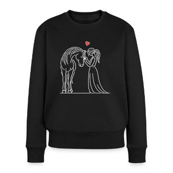 Pferd, Reiten, Reiterin, Pferdebesitzer, Reitsport - Frauen Premium Bio Pullover - Schwarz - Vorne - Julia (174cm)