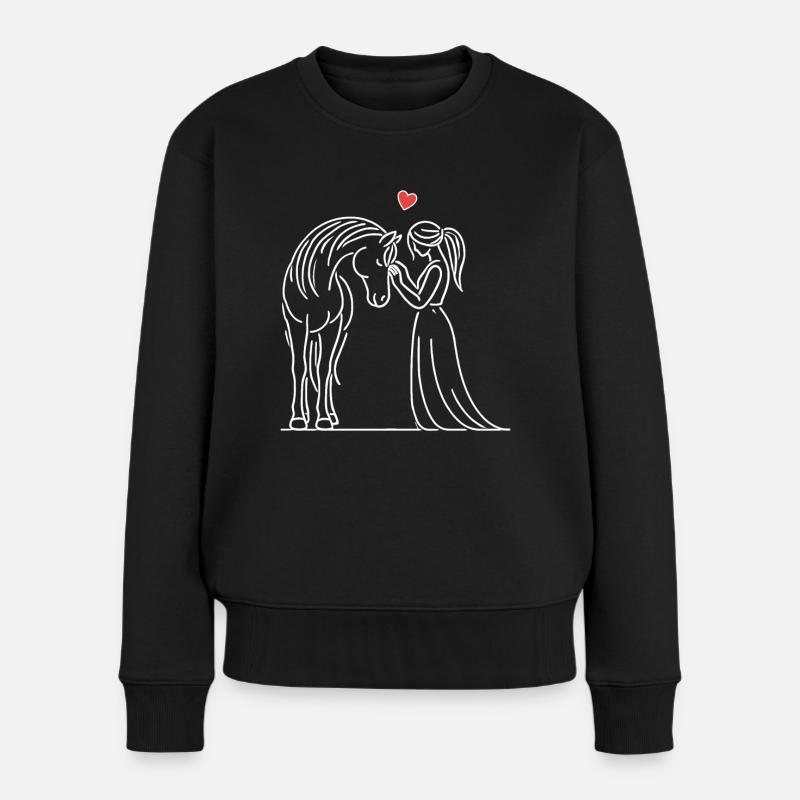 Pferd, Reiten, Reiterin, Pferdebesitzer, Reitsport - Frauen Premium Bio Pullover - Schwarz