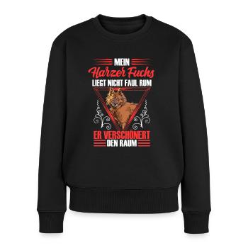 Harzer Fuchs ist nicht faul Altdeutscher Hütehund - Frauen Premium Bio Pullover - Schwarz - Vorne - Julia (174cm)