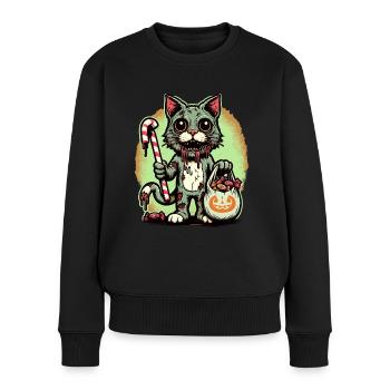 Chat zombie effrayant Trick or Treat - Pull Premium bio Femme - noir - Devant - Julia (174cm)