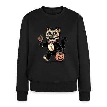Chat zombie effrayant Trick Or Treat - Pull Premium bio Femme - noir - Devant - Julia (174cm)