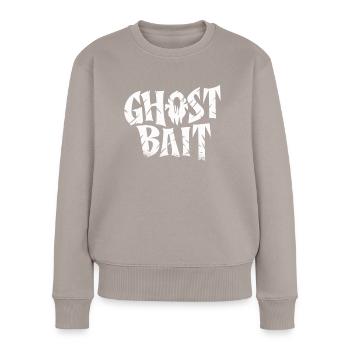 Appât fantôme Texte effrayant | Motif d’appât fantôme - Pull Premium bio Femme - taupe - Devant - Julia (174cm)