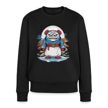 Japanischer Daruma Ästhetik Yokai Vintage - Frauen Premium Bio Pullover - Schwarz - Vorne - Julia (174cm)