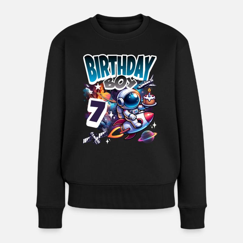 Astronaut 7. Geburtstag Weltall - Frauen Premium Bio Pullover - Schwarz