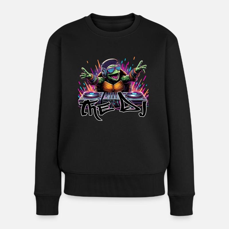 Schildkröte The DJ Musik Geschenk - Frauen Premium Bio Pullover - Schwarz