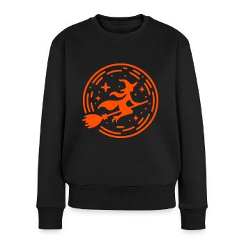 Sorcière volante - Design stylisé d’Halloween - Pull Premium bio Femme - noir - Devant - Julia (174cm)