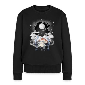 Frog Frogs Moon Nature Mushrooms Autumn Mountain - Women's Premium Organic Jumper - black - Front - Julia (174cm)