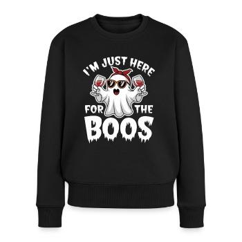 Halloween Geist I`m just here for the Boos - Frauen Premium Bio Pullover - Schwarz - Vorne - Julia (174cm)