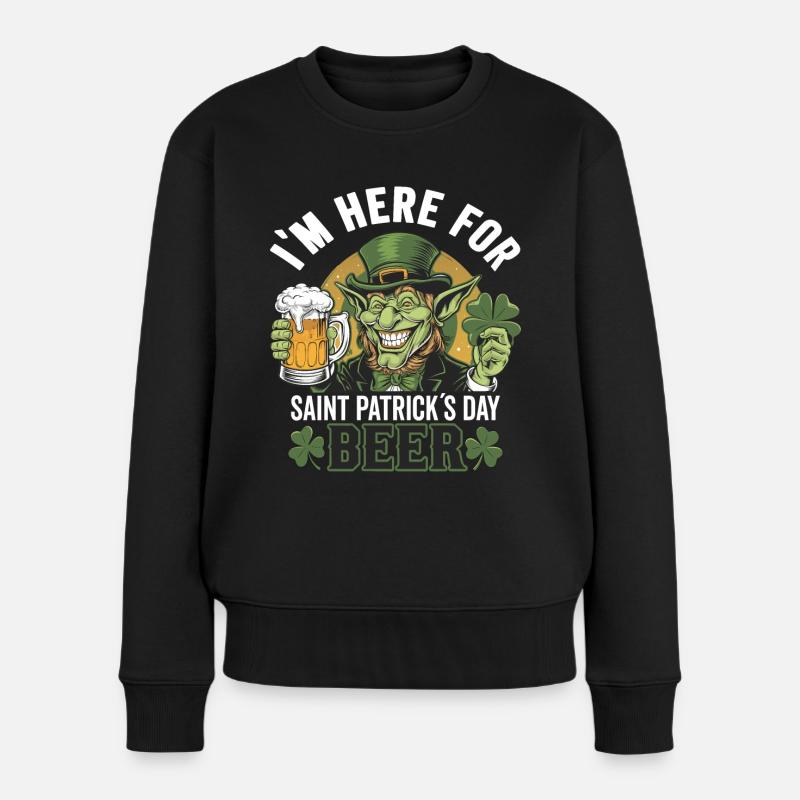 St. Patrick`s Day Beer Leprechaun Kobold Bier - Women's Premium Organic Jumper - black