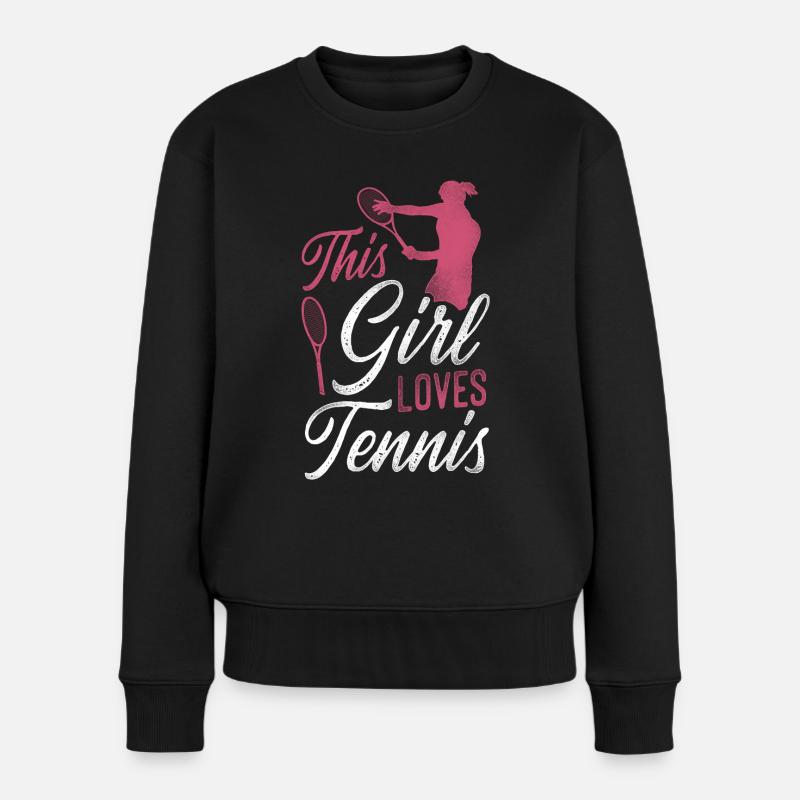 Funny Tennis Player Racket Girl - Frauen Premium Bio Pullover - Schwarz