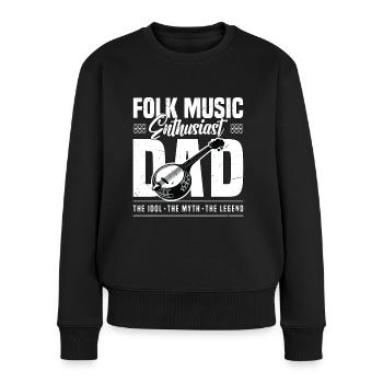 Passionné de musique folklorique Papa L’idole Le musicien - Pull Premium bio Femme - noir - Devant - Julia (174cm)