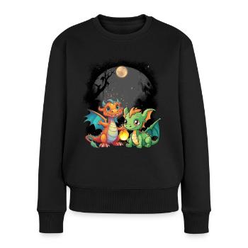 mystisch Drache Drachen Märchen Märchenfigur - Frauen Premium Bio Pullover - Schwarz - Vorne - Julia (174cm)