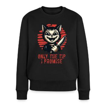 Funny Cat Saying only The Tip Psycho Cat - Women's Premium Organic Jumper - black - Front - Julia (174cm)