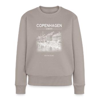 Kopenhagen Dänemark Hafen Nyhavn Kunst Hafen von Nyhavn - Frauen Premium Bio Pullover - Taupe - Vorne - Julia (174cm)