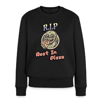 Rest In Pizza Lustiger Pizzaliebhaber Spruch - Frauen Premium Bio Pullover - Schwarz - Vorne - Julia (174cm)