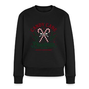 Candy Cane Partnerlook für Weihnachten - Frauen Premium Bio Pullover - Schwarz - Vorne - Julia (174cm)