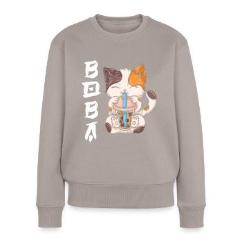 Thé à bulles Boba BubbleTea Kawaii Japan Tea Kpop - Pull Premium bio Femme - taupe - Devant - Julia (174cm)