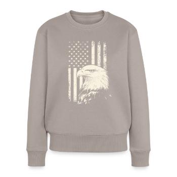Patriot Bald Eagle – Journée des anciens combattants du 4 juillet - Pull Premium bio Femme - taupe - Devant - Julia (174cm)