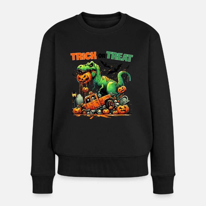 Dino Chaos Halloween Outfit Kinder - Frauen Premium Bio Pullover - Schwarz
