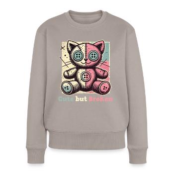 Psychopathe mental Déclaration mignonne mais brisée - Pull Premium bio Femme - taupe - Devant - Julia (174cm)