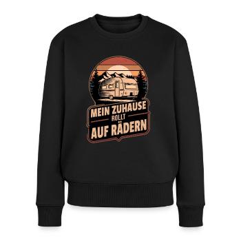 Mein Zuhause Rollt Auf Rädern Wohnwagen Retro - Frauen Premium Bio Pullover - Schwarz - Vorne - Julia (174cm)