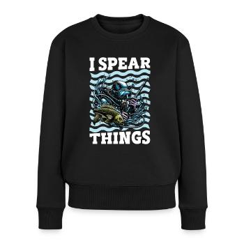 Spearfishing I Spear Things Freedive Spearfisher - Frauen Premium Bio Pullover - Schwarz - Vorne - Julia (174cm)