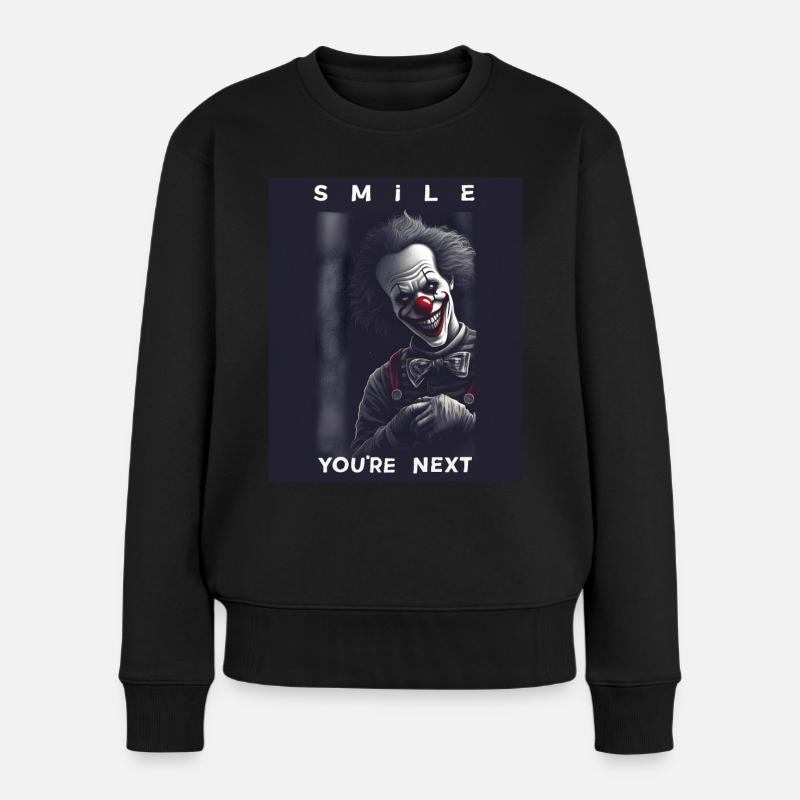 Finsterer Clown – Du bist das nächste gruselige Lächeln - Frauen Premium Bio Pullover - Schwarz