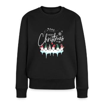 Weihnachten frohe Weihnachten Schneezwerge - Frauen Premium Bio Pullover - Schwarz - Vorne - Julia (174cm)