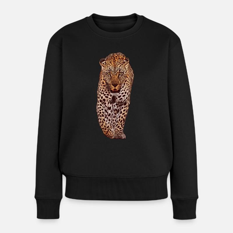 leopard animal design graphic - Frauen Premium Bio Pullover - Schwarz
