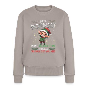 weihnaJe suis le lutin du shopping - Partnerlook Weihnacht - Pull Premium bio Femme - taupe - Devant - Julia (174cm)