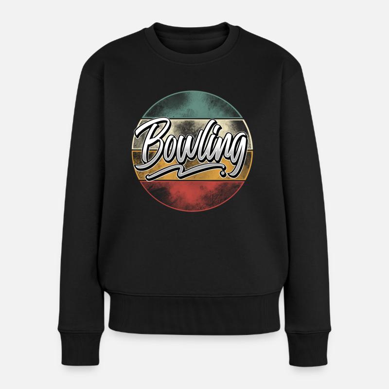 Bowling - Frauen Premium Bio Pullover - Schwarz