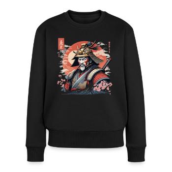 Japanischer Samurai - Frauen Premium Bio Pullover - Schwarz - Vorne - Julia (174cm)