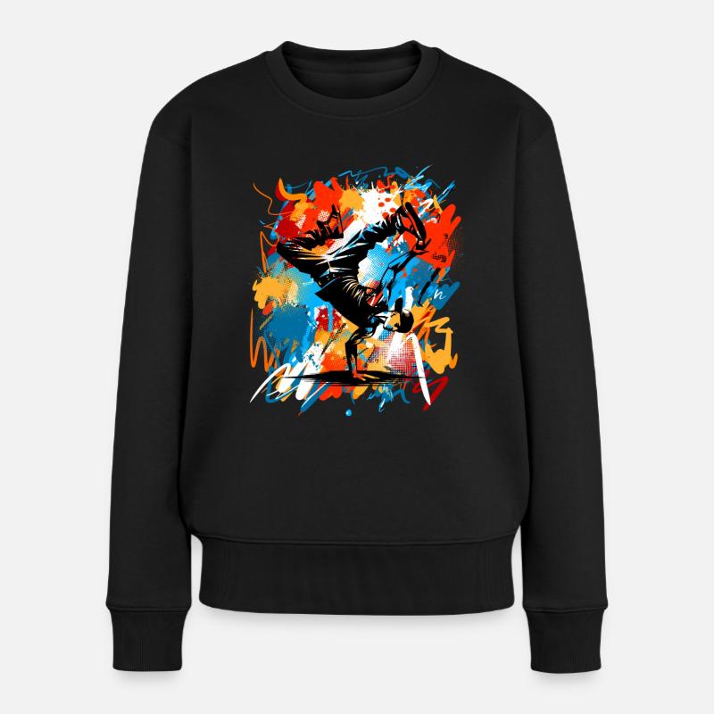 Breakdance - Frauen Premium Bio Pullover - Schwarz