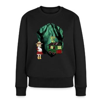 Märchen Märchenfigur Drache Wald Abenteuer - Frauen Premium Bio Pullover - Schwarz - Vorne - Julia (174cm)