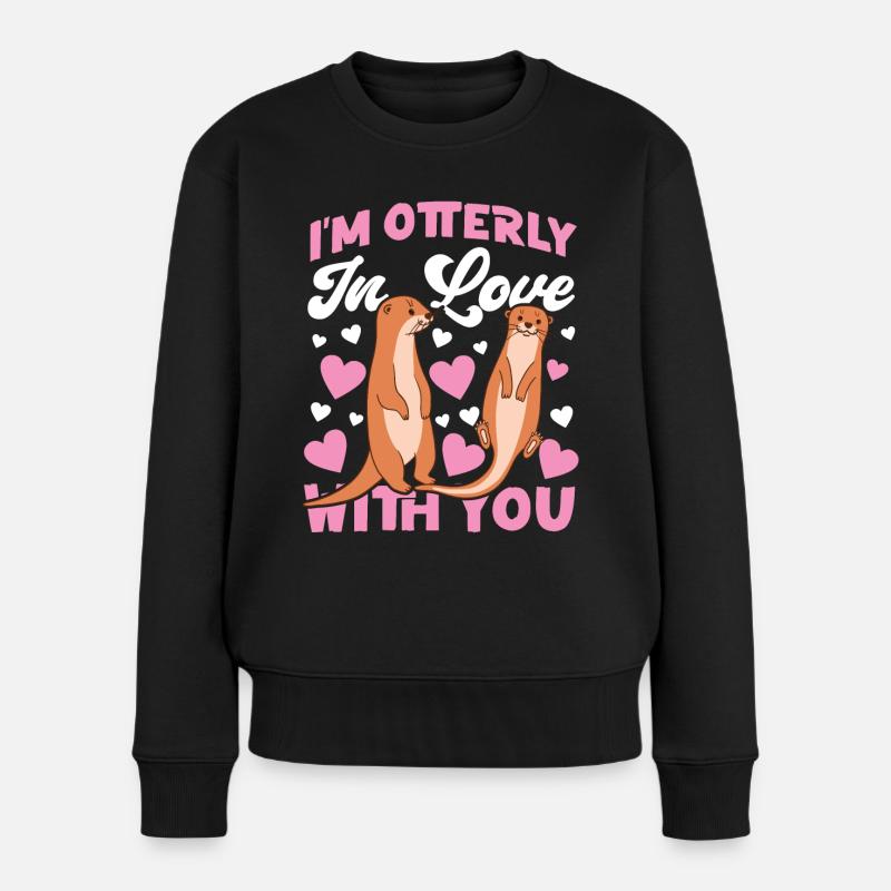Otter Pun Valentines Day I'm - Frauen Premium Bio Pullover - Schwarz