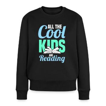 Alle Coolen Kinder Lesen Bücher Motiv - Frauen Premium Bio Pullover - Schwarz - Vorne - Julia (174cm)