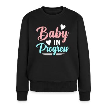 Baby In Progress Schwanger Werdende Mutter - Frauen Premium Bio Pullover - Schwarz - Vorne - Julia (174cm)