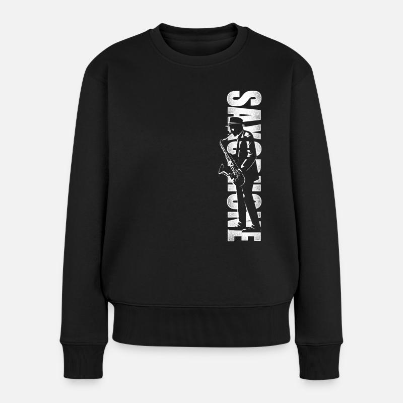 Saxophone Saxophone - Frauen Premium Bio Pullover - Schwarz
