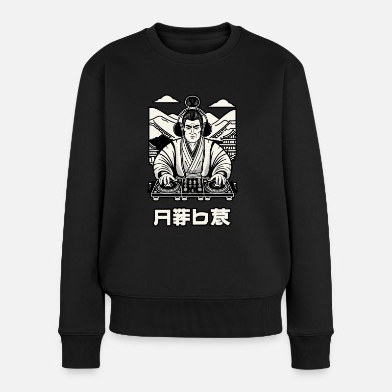 DJ Samurai Musik Retro Streetwear Graffiti - Frauen Premium Bio Pullover - Schwarz