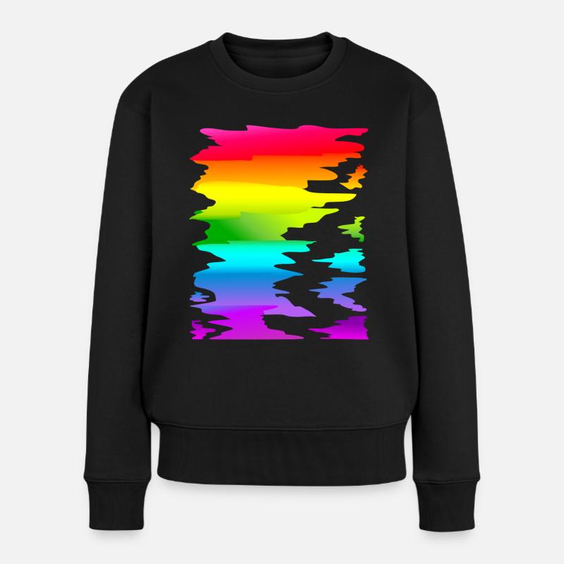 dégradé arc-en-ciel coloré - Pull Premium bio Femme - noir